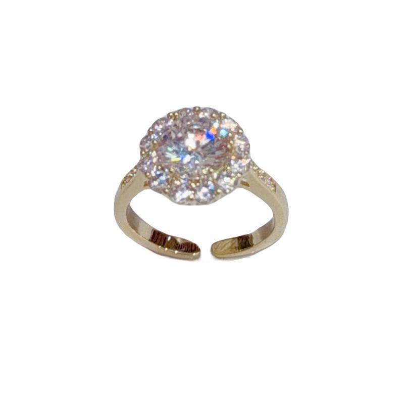 Luxury Fashion Full Diamond Round Open Ring For Women Versatile Jewelry