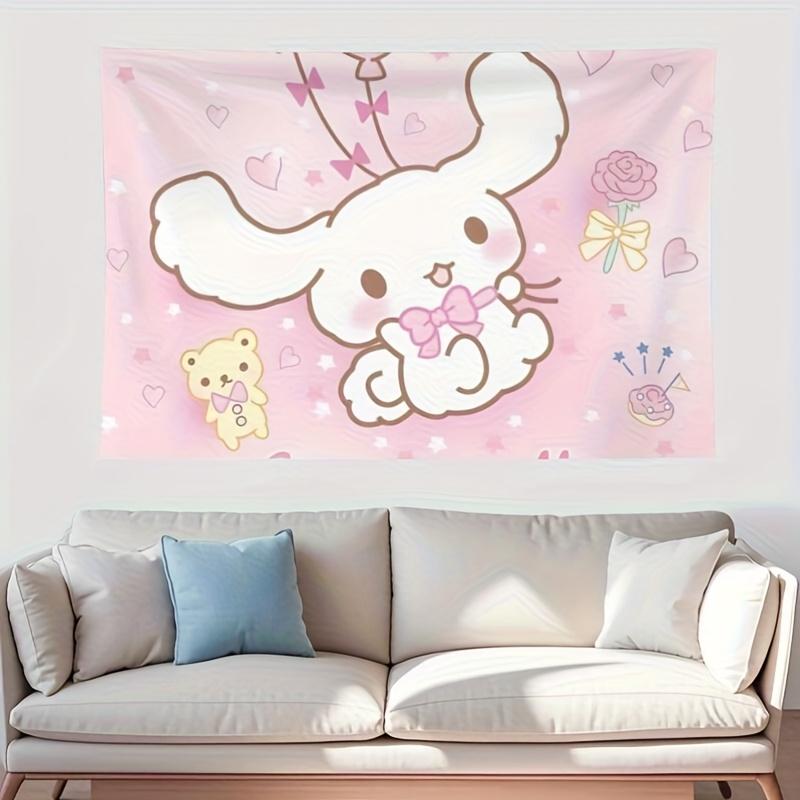 

Cinnamoroll Pink Theme Tapestry Single Print Cute Decorative Wall Hanging Home Bedroom Living Room Sanrio Theme Decor Indoor Use 74x94cm(29x37in)