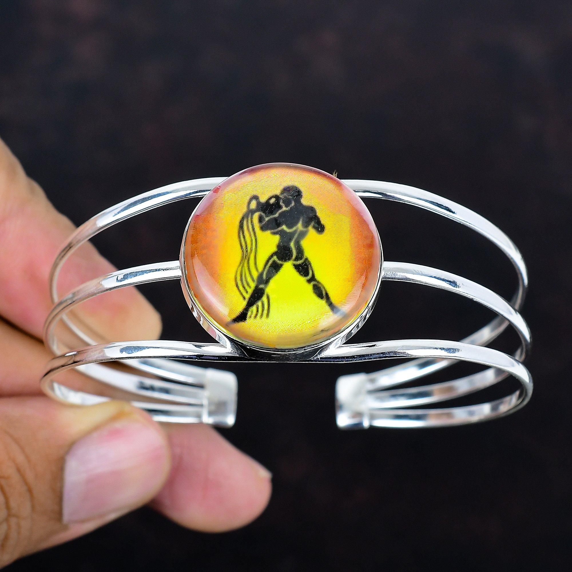

Aquarius zodiac sign in onyx bangle 925 sterling silver adjustable gemstone cuff bracelet zodiac sign astrological jewelry horoscope bangle Adjustable
