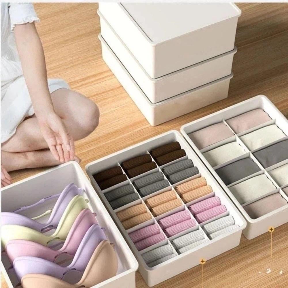 With Cover Underwear Storage Box Dustproof Compartment Organizer Socks Storage Box For Socks