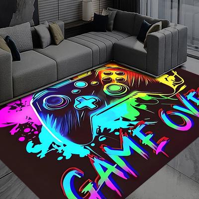 Gaming-Elemente Teppich, Groß, Rutschfest, Polyester, Weiche Schutzmatte für das Wohnzimmer, Leicht zu reinigende Dekoration, Stilvoller Bodenbelag
