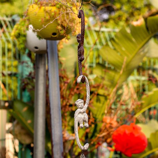 Monkey Shape Plant Bracket Anti-deform Iron Wind Chimes Wall Plant Hook for Yard