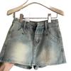 High Waist Retro Denim Patchwork Skirt - Women's Summer 2026 Slimming Hip-Hugging Culottes