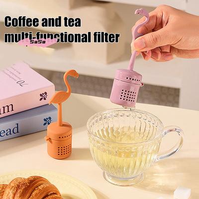 1PC Flamingo-Shaped Silicone Tea Maker Multi-Functional Coffee And Spice Filter Tea Strainer for Kitchen Home Use