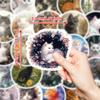 50 Round Retro Style Watercolor Cat Graffiti Stickers Floral Theme Non-Repeating Stickers
