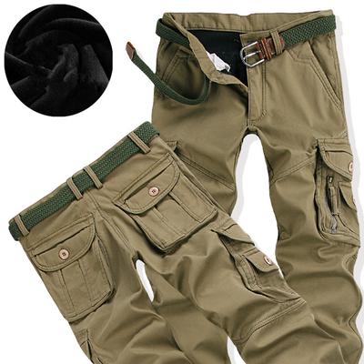 Pantaloni Cargo Groși Călduroși de Iarnă pentru Bărbați Casual Fleece Buzunare Plus Catifea Pantaloni Fashion Largi Largi Jogger Muncitor Pantaloni Bărbați Mărime Plus 40 Fără Curea