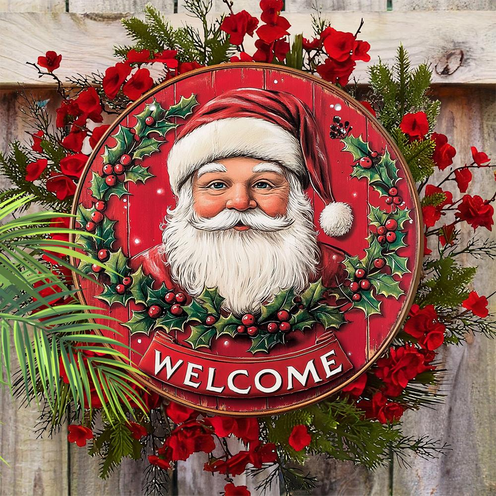 Christmas Decoration Sign,indoor Hanging decorations,2D Flat Wooden Products with Santa Claus pattern,Christmas Gifts for Friends and Family