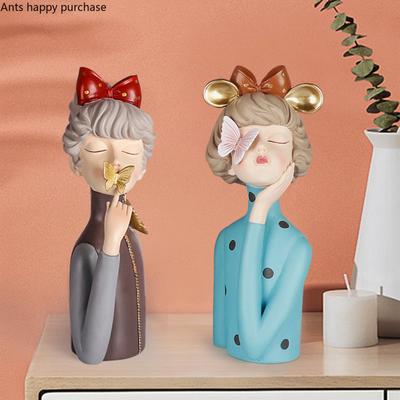 Harz Charakter Statue Schmetterling Apple Herz-förmigen Blase Mädchen Ornamente Hause Desktop Figuren Eingerichtet Dekoration Handwerk