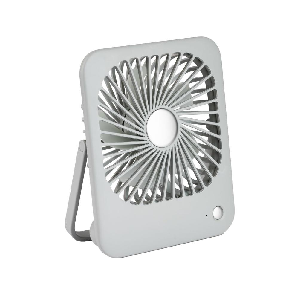 Smaly MINI DESK FAN Mini Desk Fan Gray Tabletop Fan 3 Levels of Airflow Adjustment Rechargeable Battery USB Charging Compatible Gift Present [2024