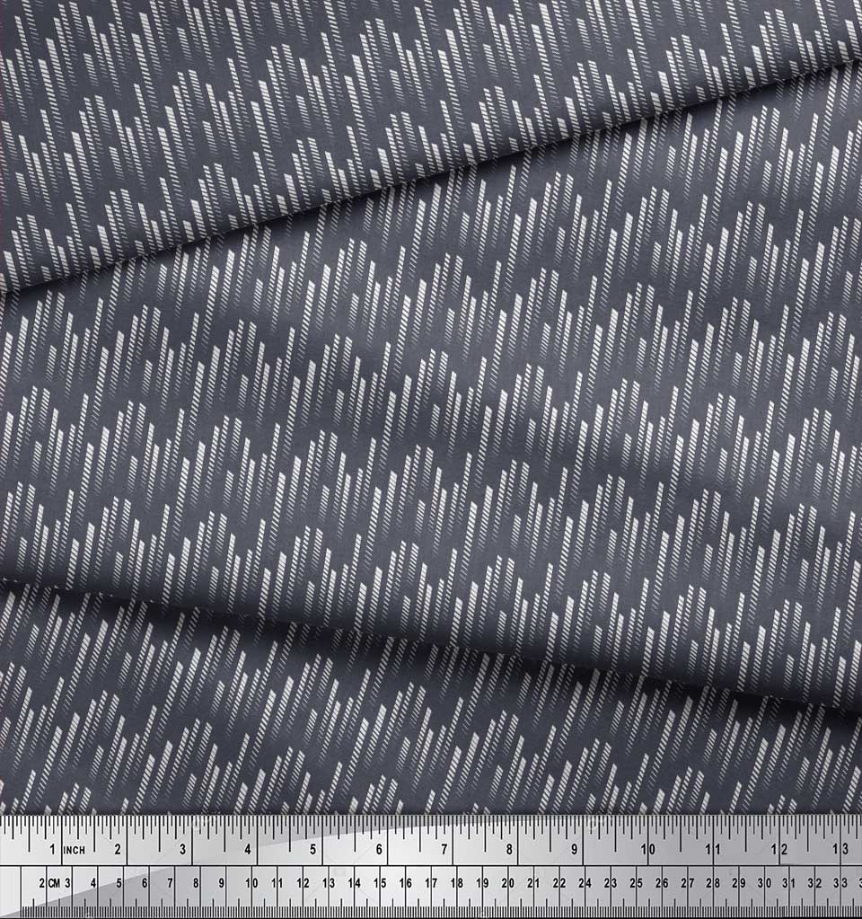 Soimoi Japan Crepe Satin Fabric Diagonal Line Small Print Fabric by Metre 42 Inch