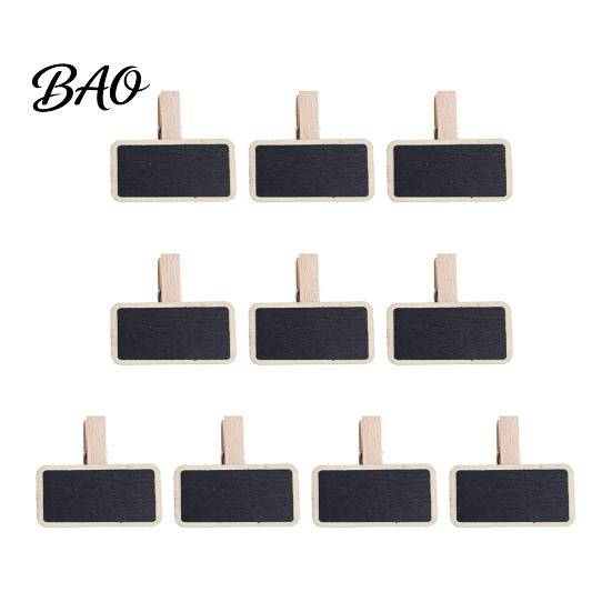 Blackboard Place Card Holders 10PCS Mini Clips/Signs with Wooden Stands, Reusable Small Chalkboard Rustic Log Style Message Clips Signs, Display Clip