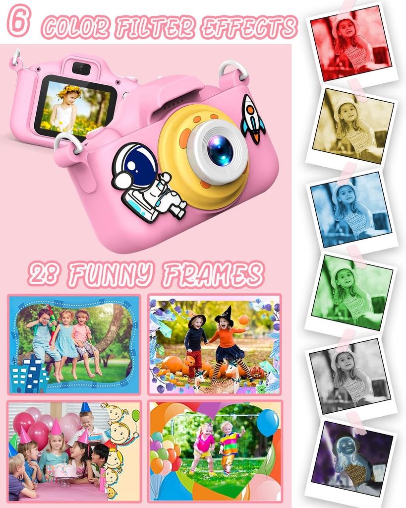 Non-Toxic Kids Selfie Camera New Cartoon Hd Kids Digital Video Cameras Toys With 32Gb Sd Card For Children Christmas Birthday Gifts