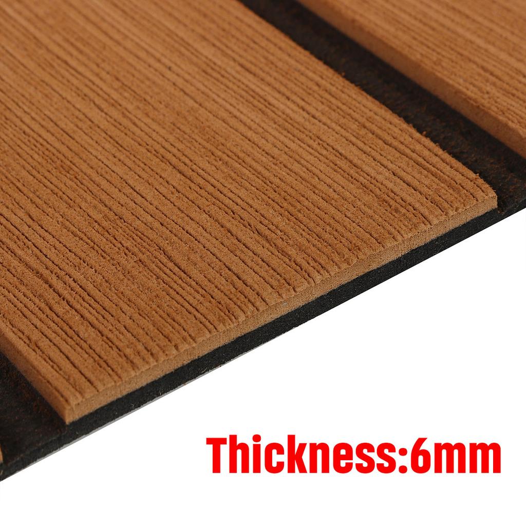 2300x900x6mm EVA Foam Faux Teak Brown Decking Sheet Boat Deck Mat Anti Skid Thicken Yacht Flooring Self Adhesive Protective Pad