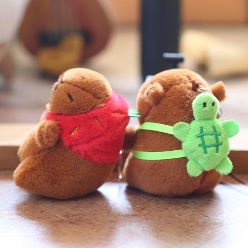 Keychain Plush Capybara Toy Pp Cotton Stuffed Bag Decor For Gift Children