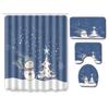 Christmas Shower Curtain Floor Mat Combination Four-Piece Set Bathroom Toilet Carpet Shower Room Mat Foot Mat
