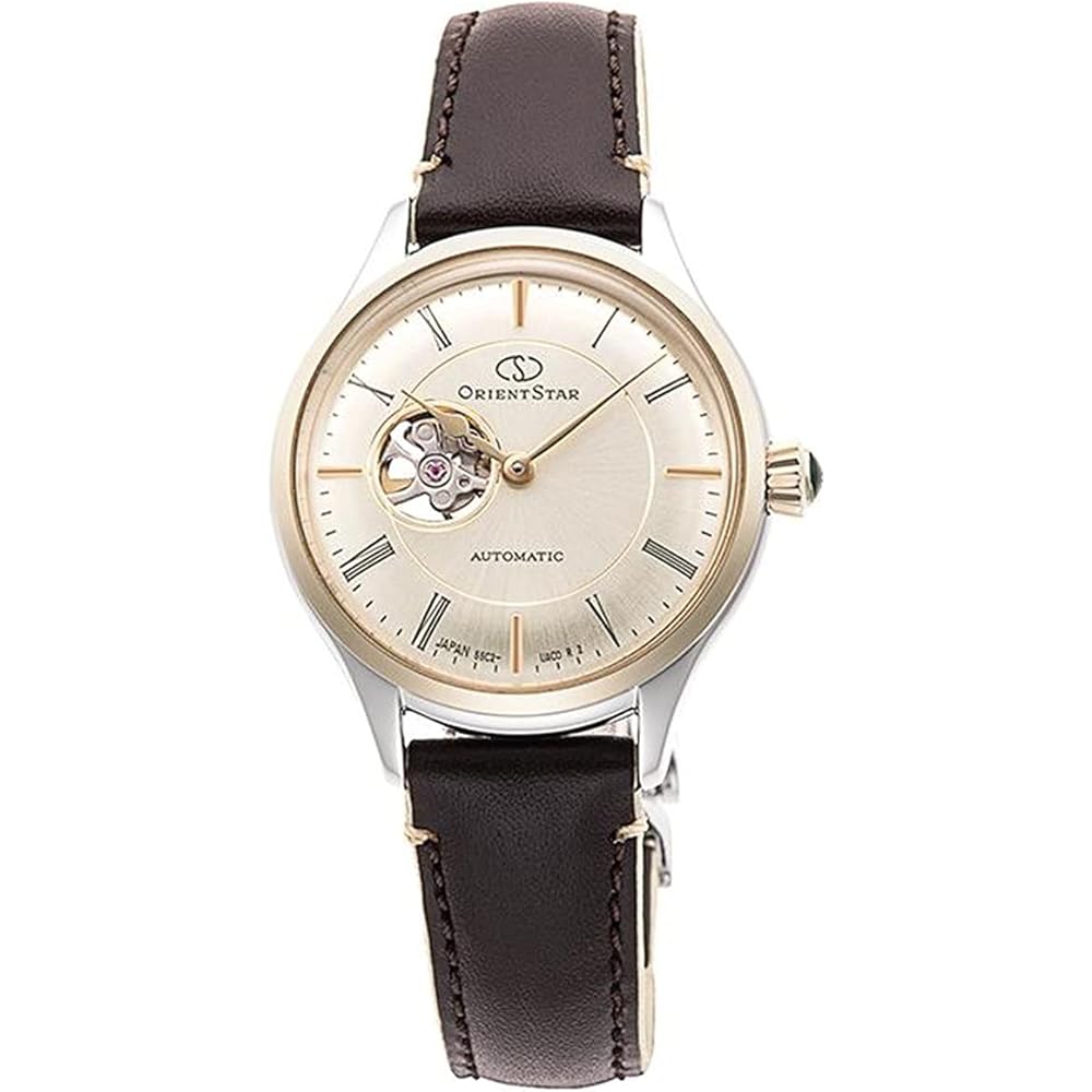 Orient Star Automatic Mechanical Watch Classic Semi-Skeleton Open Heart Ivory Women's 2-Year Warranty