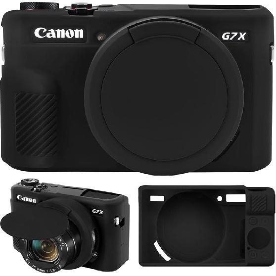 Чехол для камеры Canon Powershot G7 X Mark II, Мягкий силиконовый защитный чехол, Съемная крышка объектива, Силиконовый чехол, Резиновый мягкий чехол для камеры чёрный