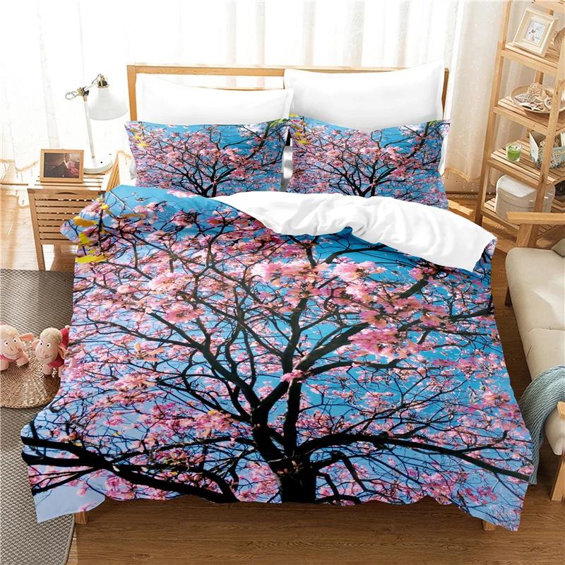 

228X228 Bed Cover Sets Winter Thick Bedclothes 3D Print Spring Autumn Scenery Luxury Bedding Sets Duvet Cover Pillowcases Soft EU single(135x200cm)