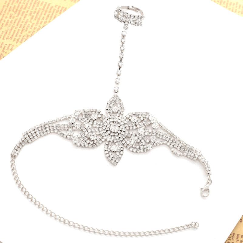 Fashion, Bridal Fashion Rhinestone Beach Bracelet, Full Diamond Luxury Flower Bracelet Jewelry
