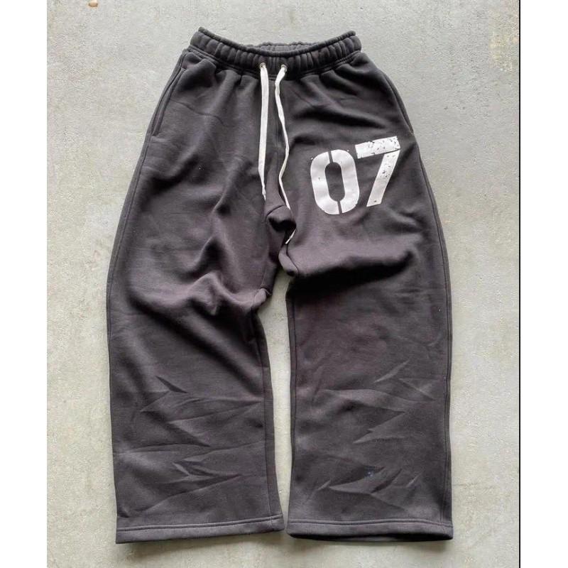 Womens Loose Fit Sweatpants Letter Print Elastic Waist Casual Streetwear Trousers