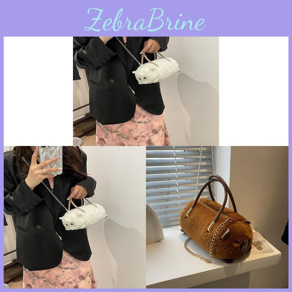 Borsa Secchiello Capibara Peluche da Donna con Chiusura a Zip e Stile Crossbody per Uso Quotidiano
