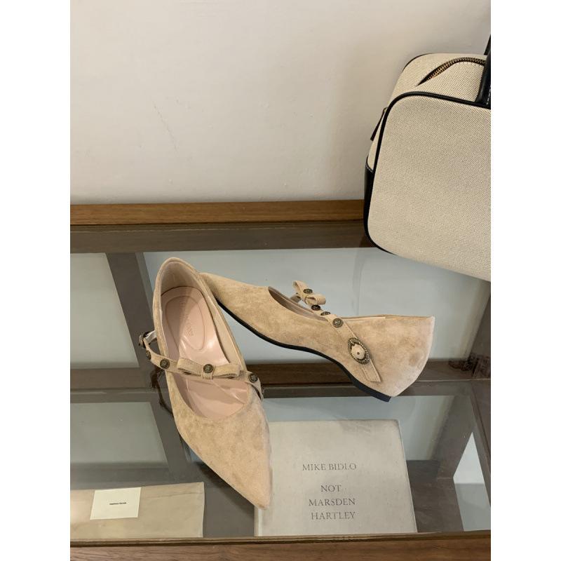 

New pointed rivets with Mary Jane temperament fashionable inner height increase 5CM not tired feet shallow mouth single shoes 39 фуксия