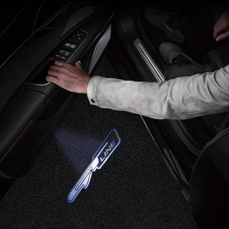 1PCS For GT LINE Kia Ceed Forte RIO STINGER Seltos K3 K5 Sorento Logo Led Car Door Welcome Lights Laser Projector Decor Lamp RT1