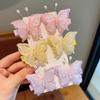 Girl Hairpin Double Layer Mesh Yarn Butterflies Decor Hair Clip with Imitation Pearls Gradient Color Hair Accessories