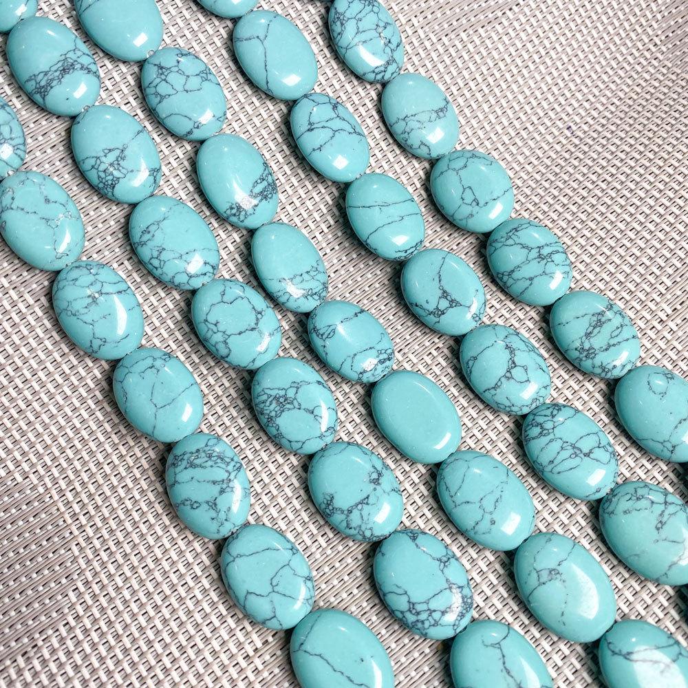 Hand-Painted Natural Gemstone Oval Beads for DIY Jewelry Necklaces & Bracelets