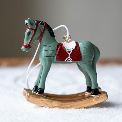 Figurines de Cheval Suspendues de Noël Résine Cheval à Bascule Blanc Ornement Décorations d'Ambiance Festive Attrayantes