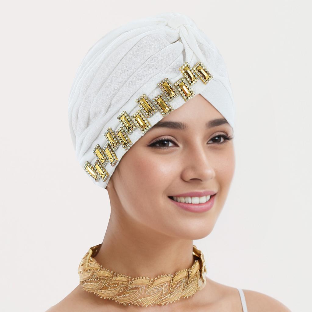 Glitter Diamonds Ruffle Turban Caps for Women