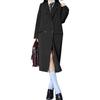 Trench-coat long noir pour femme - Style coréen haut de gamme, Collection Printemps/Automne 2025