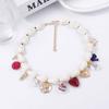 Simple and Fashionable Baroque Imitation Pearl Drip Oil Alloy Love Insect Flower Pendant Women's Collarbone Chain