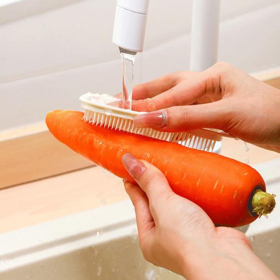 Cleaning Brush Soft Dense Bristles Easy To Rinse Versatile Drainer Household Scrubber Fruits Vegetables Dirt Removal Hanging Hole Cleaning Scrubber