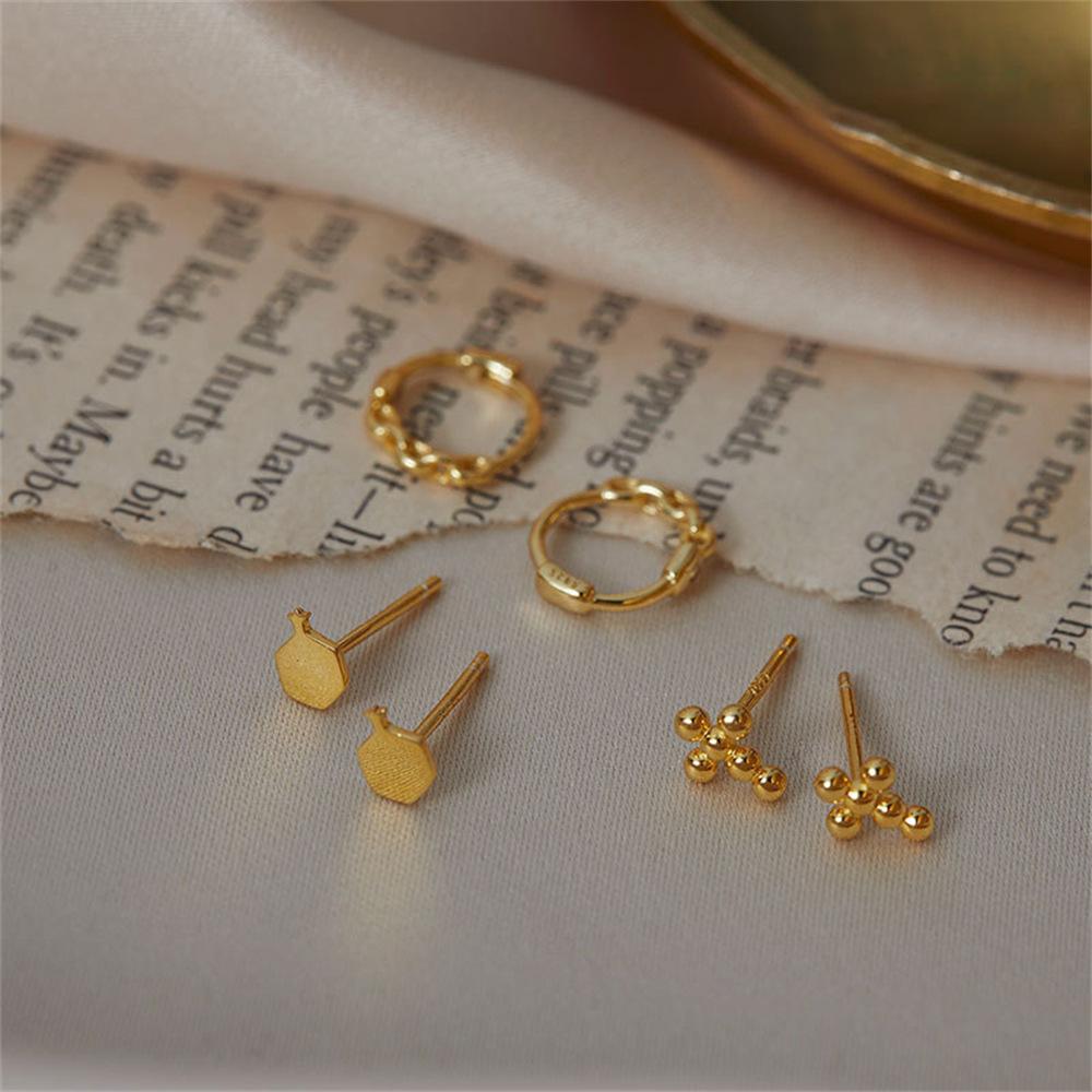 Small stud earrings 925 sterling silver niche design exquisite temperament ear buckle earrings fashion earrings tide