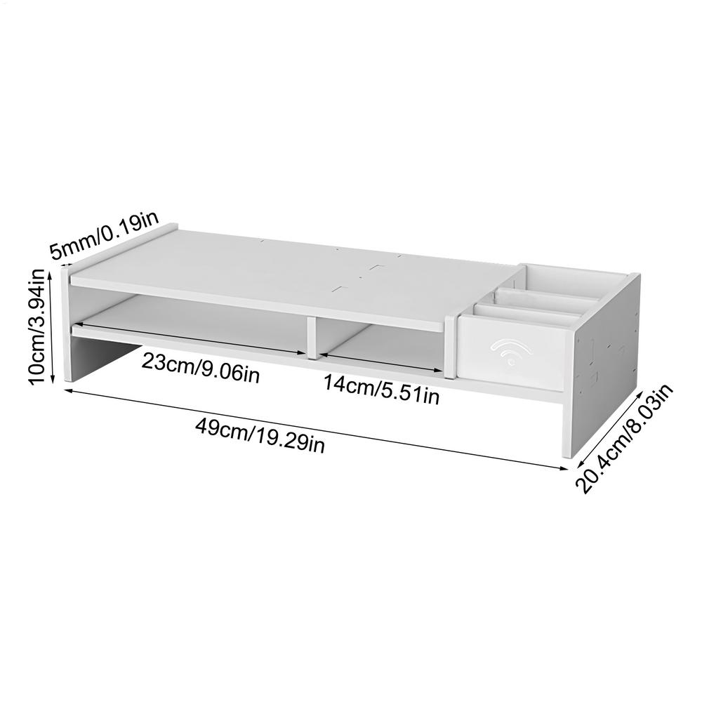 49x20.4x10cm 3-Tier Desktop Monitor Stand, Multi-Purpose Display Riser with Storage, Sturdy Desk Organizer for Office Gaming