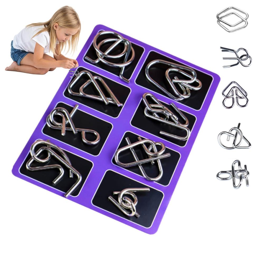 Eight-piece Puzzle Toy Set For Children, Designed To Teach Brain-teasing Puzzles And Solve Rings.