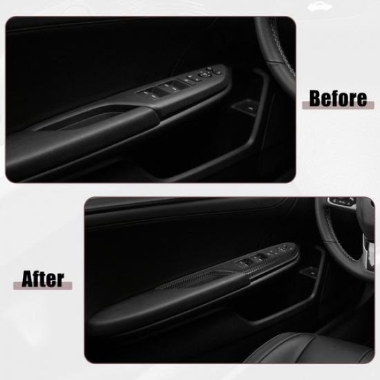 Power Window Switch Cover Sticker for Honda Carbon Fiber Pattern Black 4pcs