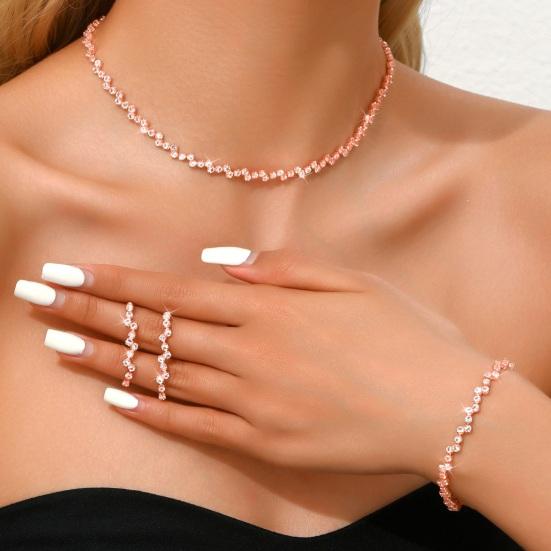 Yousheng 3 Pcs/Set Women Jewelry Set Rhinestone Choker Hanging Earrings Bracelet Set with Extension Chain Prom Party Bride Wedding Jewelry