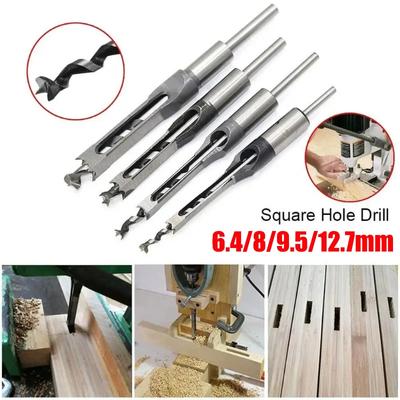 4pcs HSS Square Hole Drill Bit Auger Bit Steel Mortising Drilling Craving Carpentry Tools Woodworking Drill