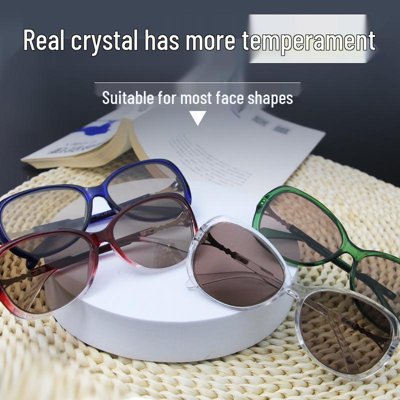 Women's Crystal Stone Tea Lens High-End Sunglasses - Advanced Sunshade Eye Protection