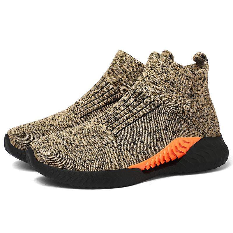 

High Quality Men Sock Shoes Outdoor Non Slip Walking Breathable Mid Top Casual Sneakers Slip on Mesh Platform Shoes Man 46 хакі