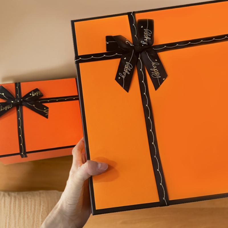 Caja de Regalo Lazo Naranja Caja de Regalo Premium Caja de Regalo de Boda Caja de Regalo de Cumpleaños San Valentín Envoltura de Regalo Caja de Regalo
