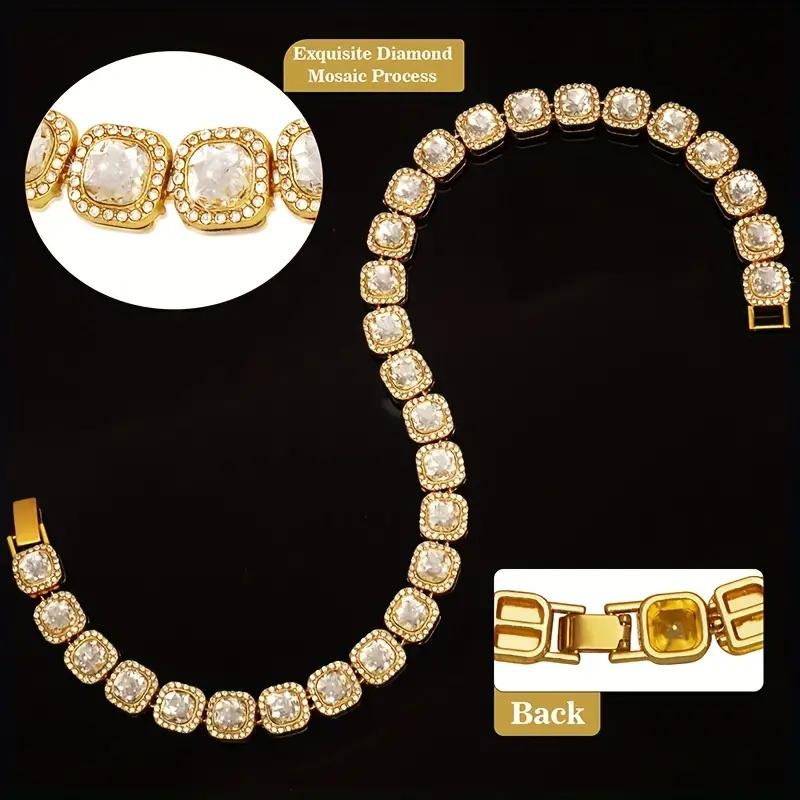 Dog Chain Diamond Cuban Collar Walking Metal Chain Collar with Design Secure Buckle, Pet Cat Cuban Collar Jewelry Accessories