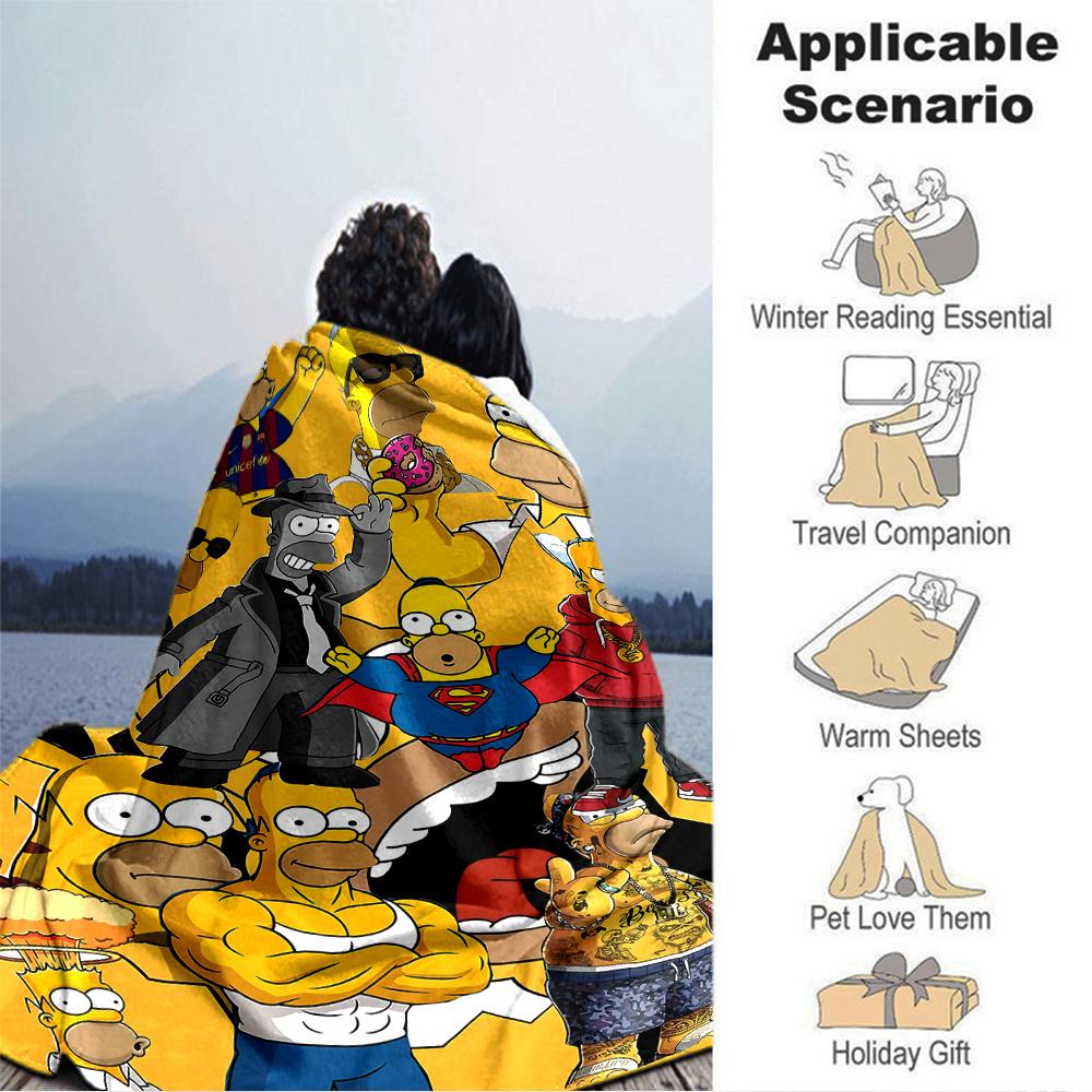 1Pc Simpsons Character Mashup Blanket Soft Throw Blanket For Home Bedroom Bed Sofa Travel Office Solid Christmas Blanket