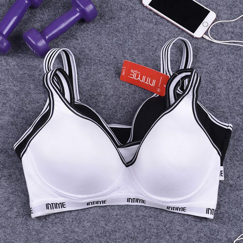 

Европейский и американский стиль беспроводной черно-белый спортивный бюстгальтер full-cup 85B/38B Black