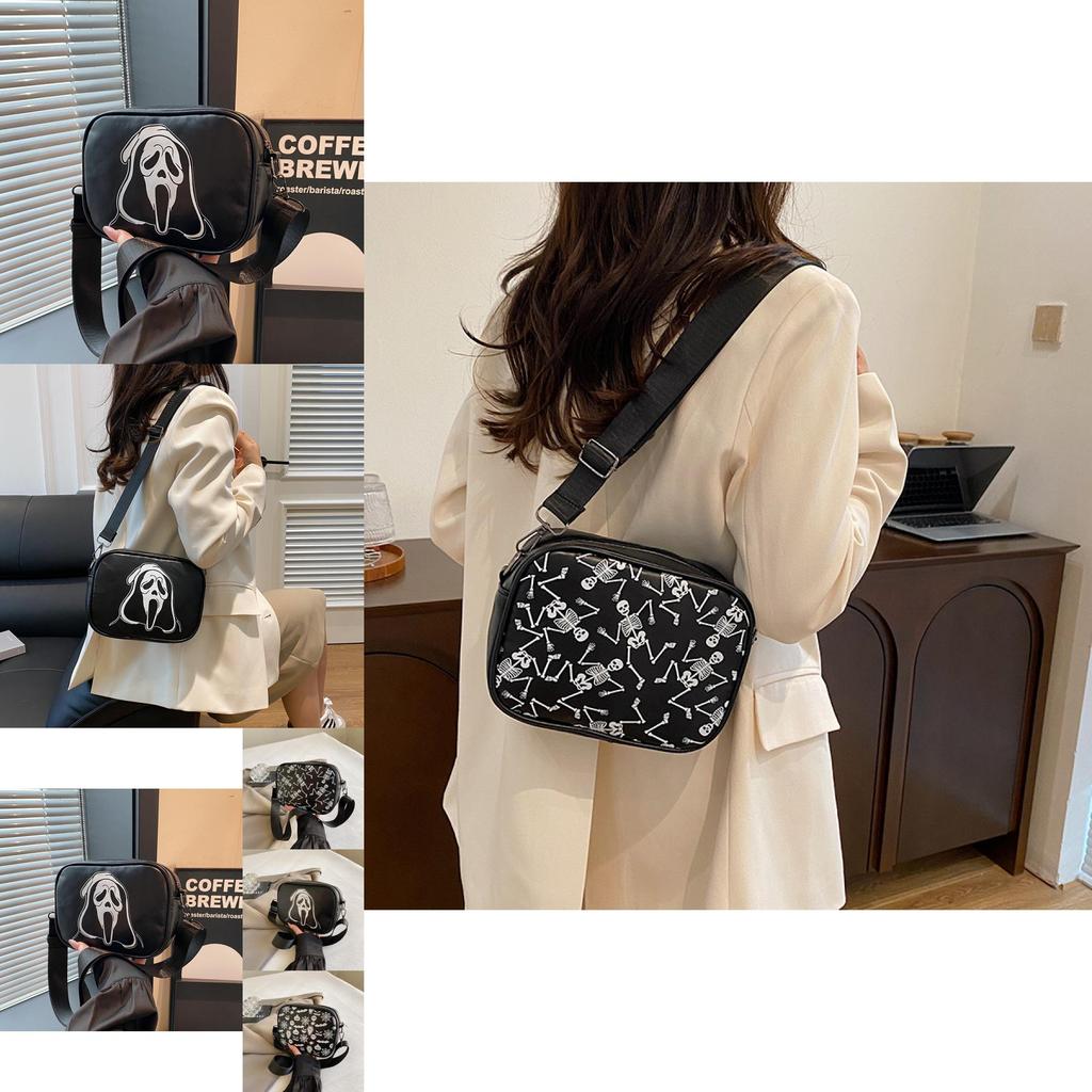 Trendy Vintage Skull Pattern Small Square Bag For Autumn 2024 Chic Korean Style
