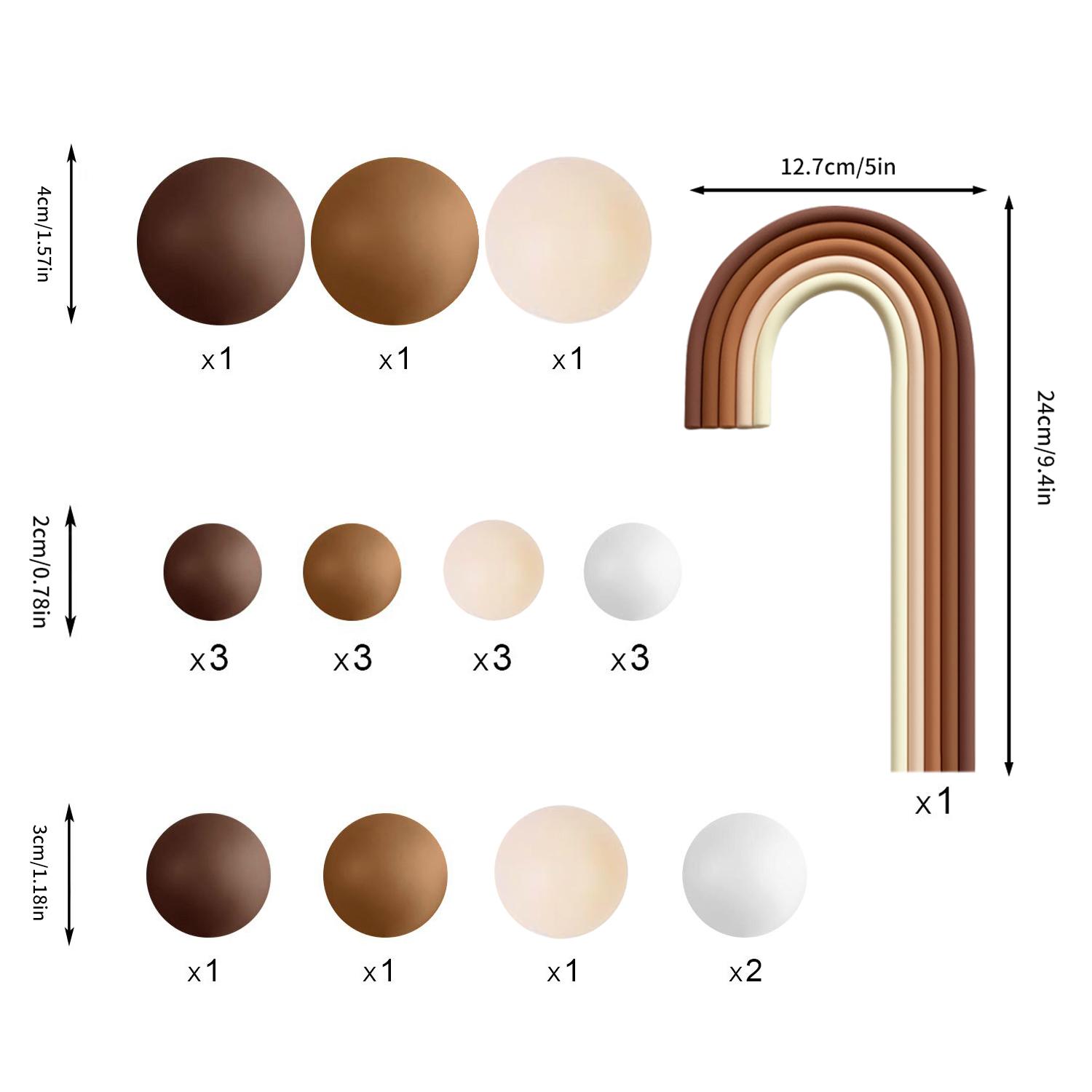 

21pcs Rainbow and Brown Ball Wedding Cake Decorations for Baby Shower Girls and Boys Birthday Party Supplies