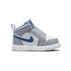 Jordan Air Jordan 1 Slip Resistant Abrasion Resistant Mid top Toddler Shoes Gray Blue Infant And Toddler BQ7196-014