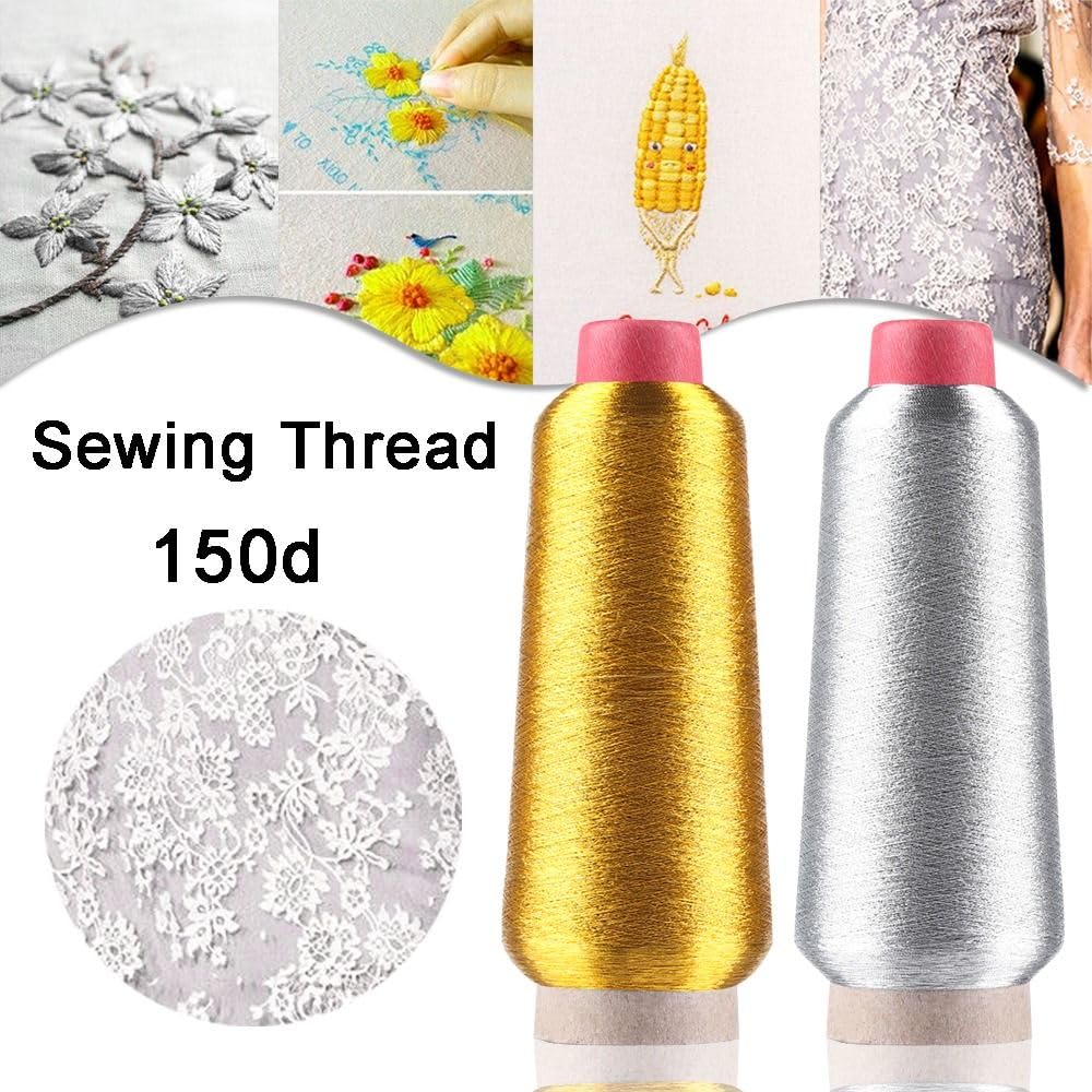 1/2pcs Metallic Thread Embroidery Gold Silver Machine Embroidery Threads 150D DIY Manual Bright Metallic Yarn Sewing Thread
